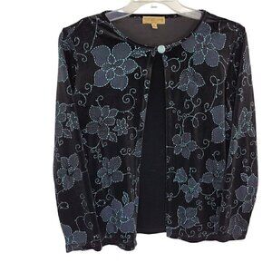 VTG Y2K Velvet Floral Black layered Cardigan 1X fairy grunge whimsigoth witchy